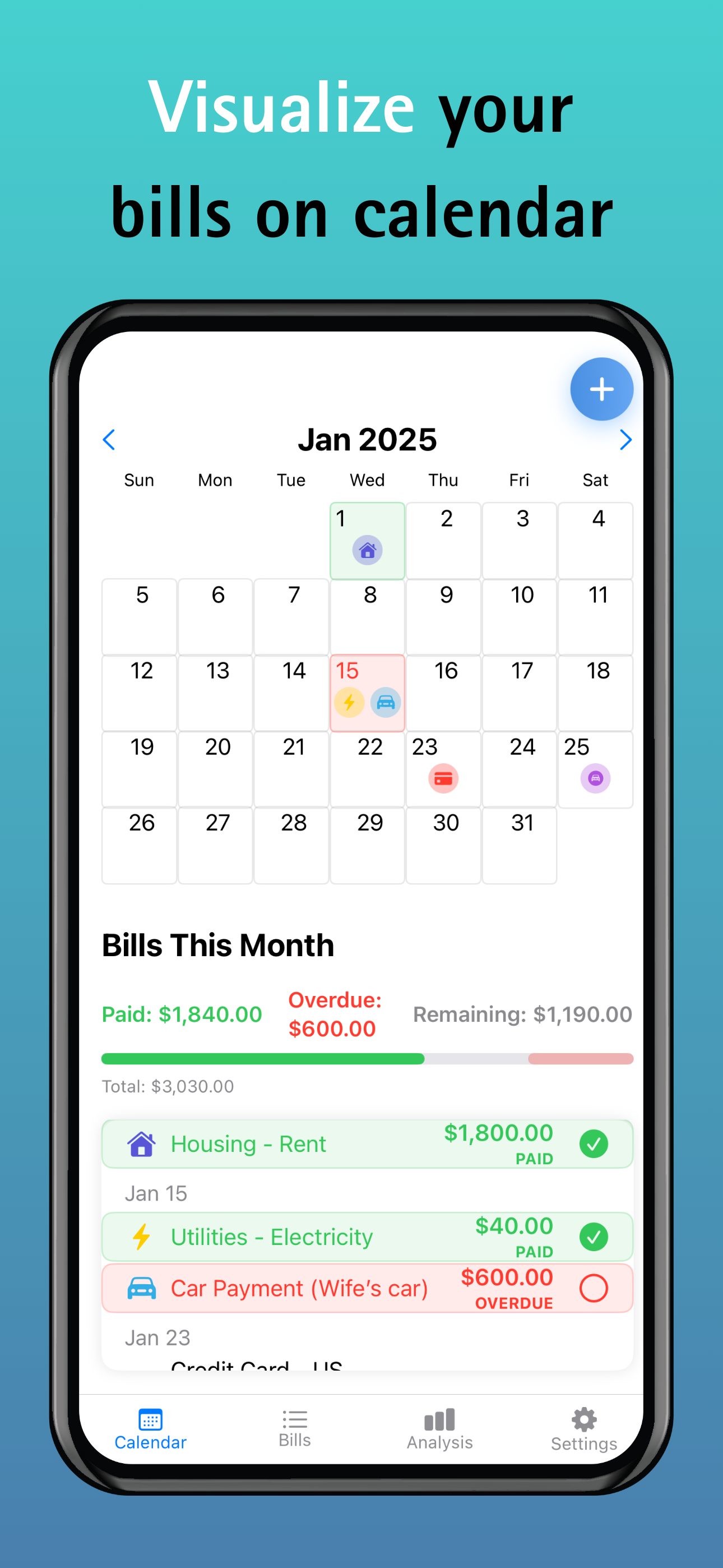 EZ Bill Organizer Screenshot 1